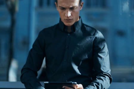 business man with a tablet.の写真素材