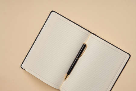 light background, notebook, pen.の写真素材