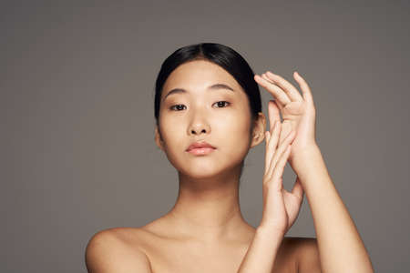 Beautiful female face Asian appearanceの写真素材