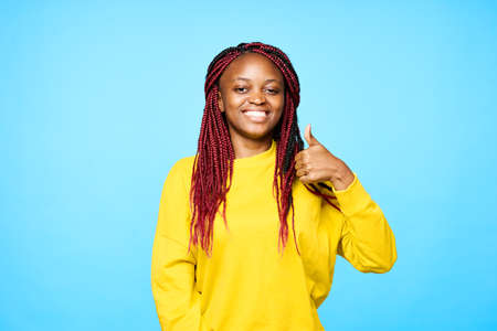 Women with afro-braids on an isolated backgroundの写真素材