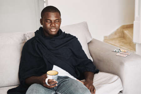 Male black cold, flu, virus, disease modelの写真素材