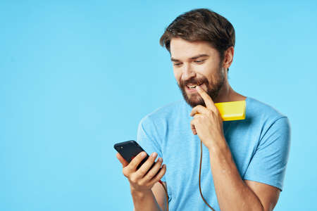 Bearded man phone manager office