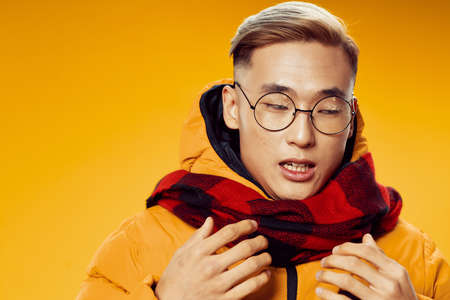 Male Asian appearance winter jacket
