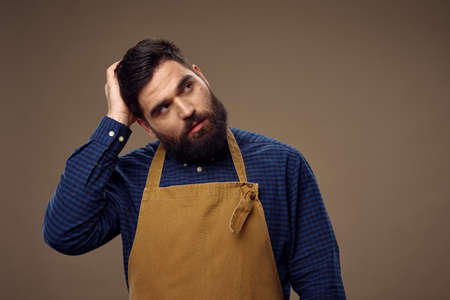 Man barbershop aprons Professional serviceの写真素材