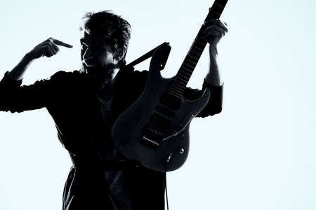 Male guitarist music performance modern art styleの写真素材