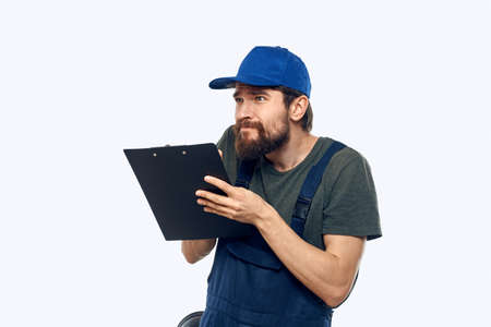 Man in working form documents loading worker service lifestyle
