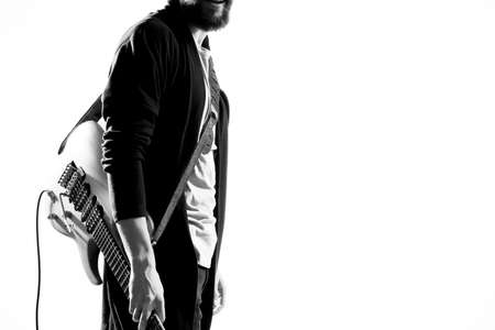 Male guitarist music performance modern art styleの写真素材