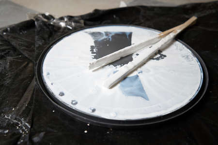 Jar with white paint renovation improvement space construction painting work