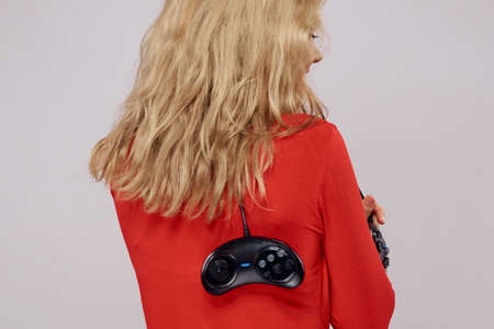 Pretty woman with gamepad
