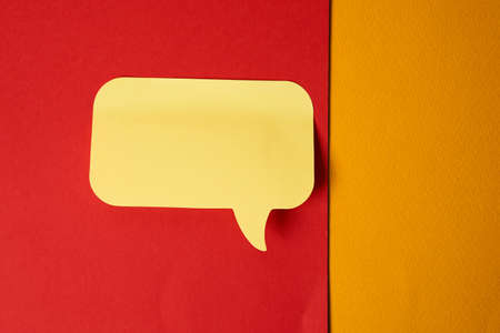 Yellow sticky note on double colorful background top view Copy Spaceの写真素材