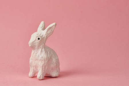 Easter bunny on a pink background toy animal holidaysの写真素材