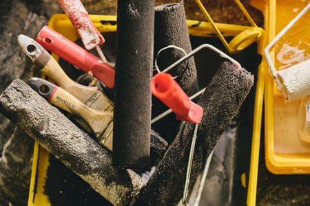 construction repair tools paint rollers work technology