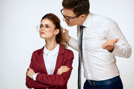 Business men and women work colleagues office team light backgroundの写真素材