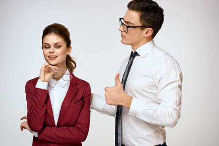 Business men and women work colleagues office team light backgroundの写真素材