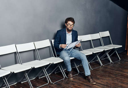 man waiting for a job interview.