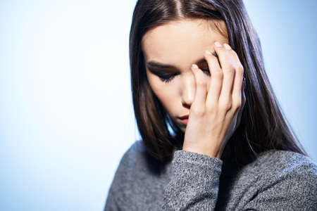 beautiful elegant woman cosmetics hairstyle cropped view studio modelの写真素材