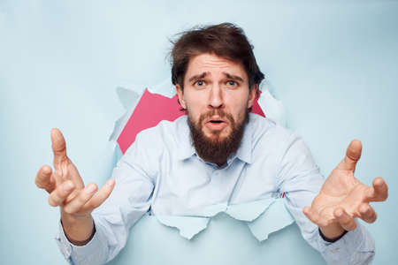 emotional male manager shirt lifestyle fun office careerの写真素材