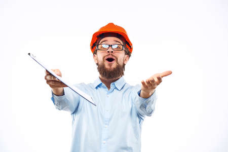 Working man with documents engineer industry construction professionals