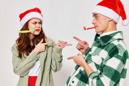 Man and woman emotions friendship holiday fun romance winter