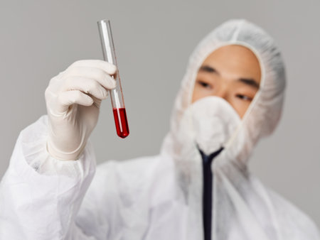 Man in a medical laboratory science research analysis