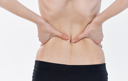 Slim woman narrow waist black leggings calorie diet ribs. High quality photoの写真素材