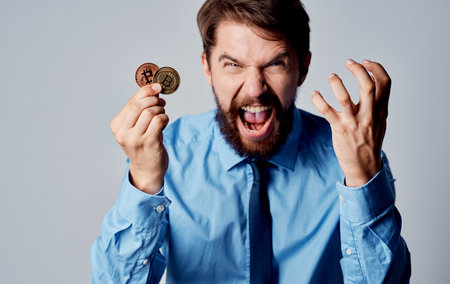 man in shirt with tie cryptocurrency finance e-wallet technology