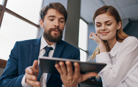 Business colleagues at work communication technology professionals workの写真素材