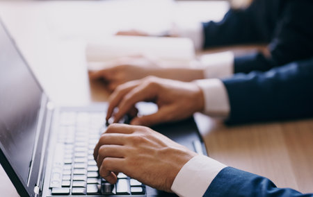 desktop laptop communication technology internet professionals officeの写真素材