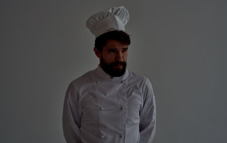 Male chef cooking professional job working restaurantの写真素材