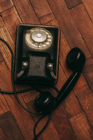 old telephone technology retro style classic top viewの写真素材