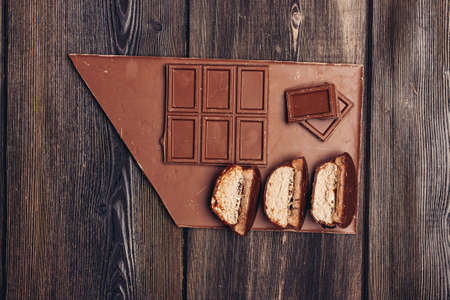 chocolate sweets delicacy dessert wooden table cake