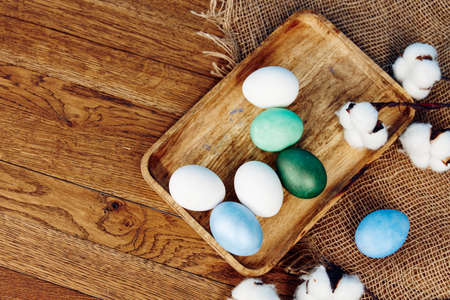 easter eggs wooden background holiday tradition flowers verbena