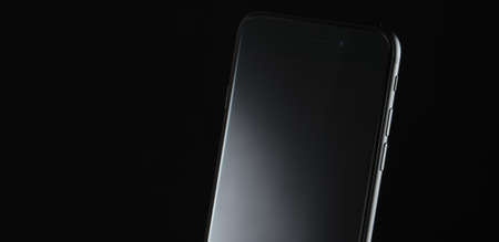 touchscreen mobile phone on black background new technology