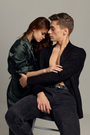 Portrait of young couple show passion. luxury Studioの写真素材