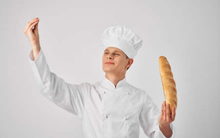 male chef cooking professional restaurant service uniformの写真素材