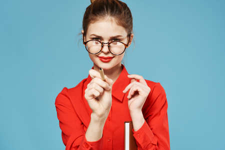 Woman shirtless office official elegant style financeの写真素材