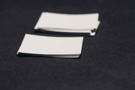 business cards on a dark table mockup Copy Spaceの写真素材