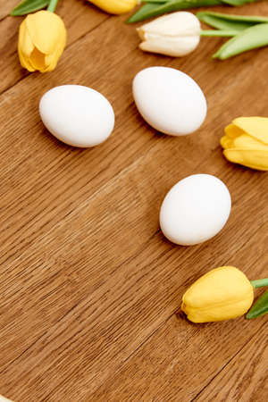white chicken eggs flowers decoration holiday easter