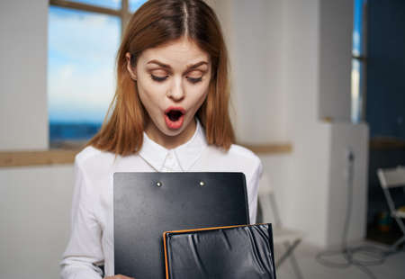 Business woman documents office secretary job professionalの写真素材