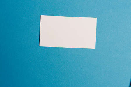 white business cards on the table mockup Copy Spaceの写真素材