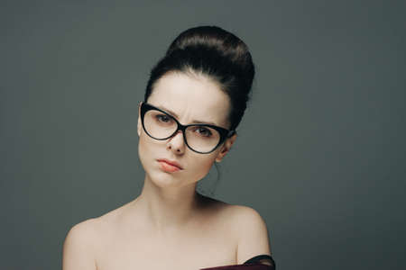 woman with bare shoulders smile clear skin modelの写真素材