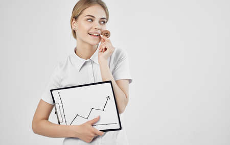 woman financier cryptocurrency bitcoin rise up raising internet