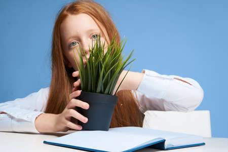 student at school desk doing homework education childhoodの写真素材