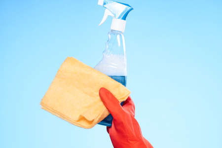 hand rubber gloves with detergent cleaning work