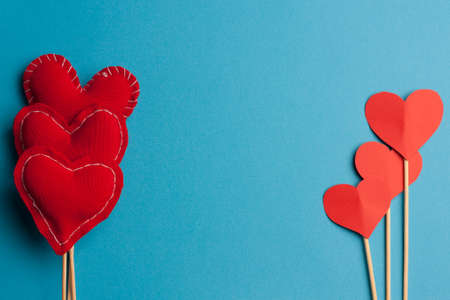 heart on stick gift love holiday valentines day blue backgroundの写真素材