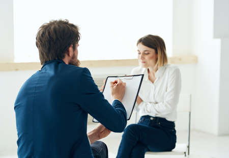 Man and woman communication consultation psychology therapyの写真素材