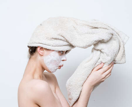 woman with face mask clean skin hygiene bare shoulders