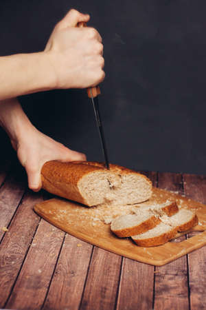 loaf sliced on a different table meal breakfast