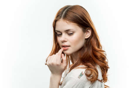 pretty woman loose hair glamor luxury studio isolated background