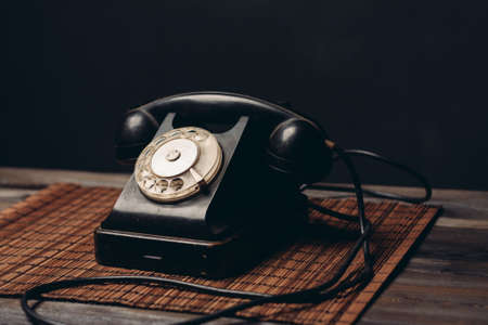 retro telephone office communication technology close-up studioの写真素材